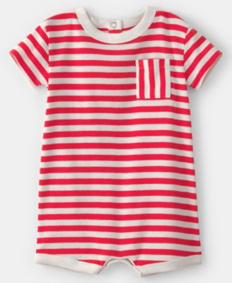 Baby Boys' Striped Short-Sleeve Romper | Macy's
