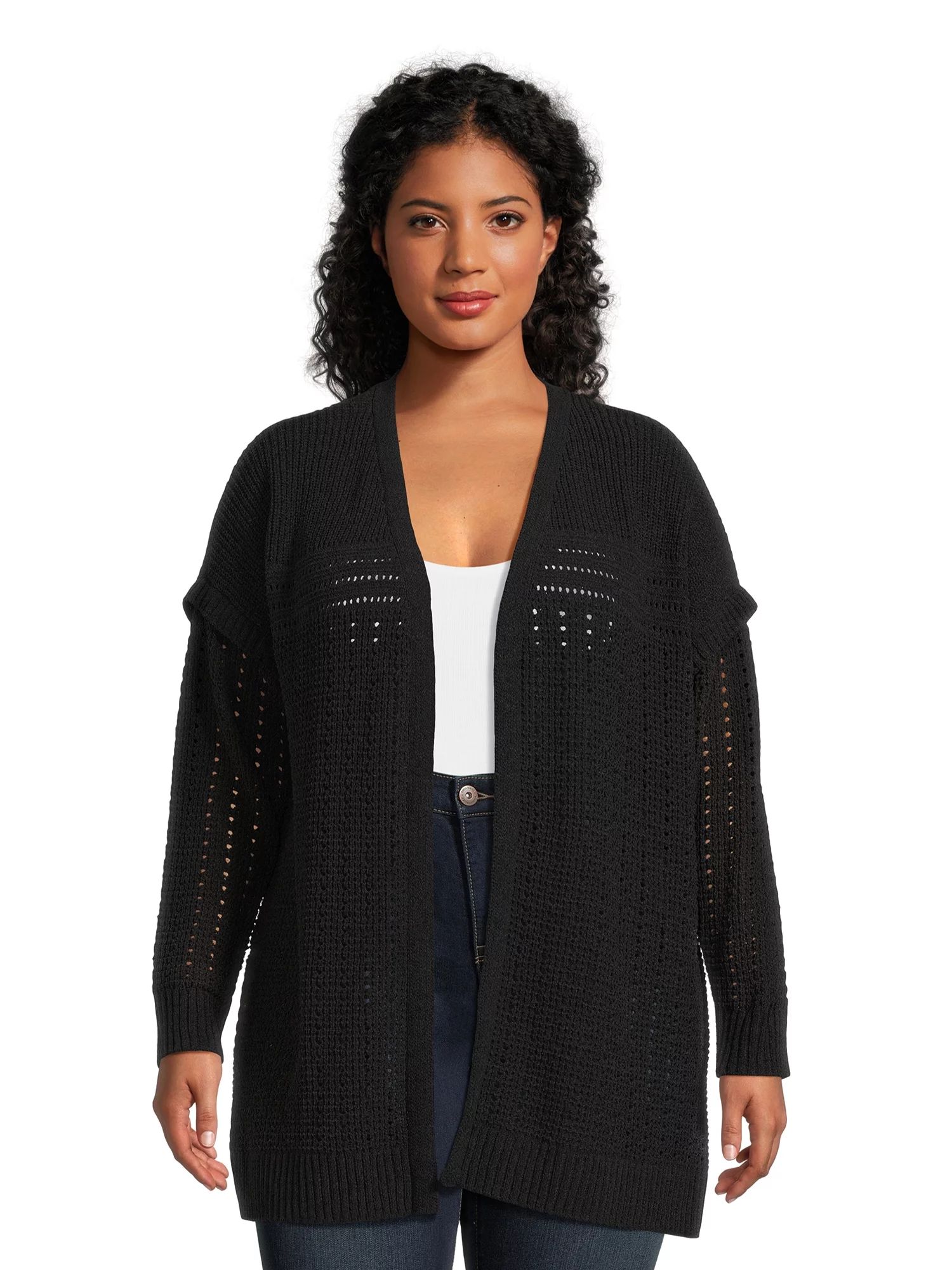 Terra & Sky Women's Plus Open Front Chenille Cardigan Sweater, Midweight | Walmart (US)