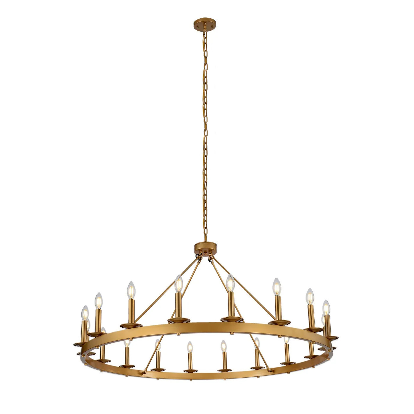 48" Gold 18-Light Industrial Wagon Wheel Chandelier Living Room Chandelier | Bed Bath & Beyond