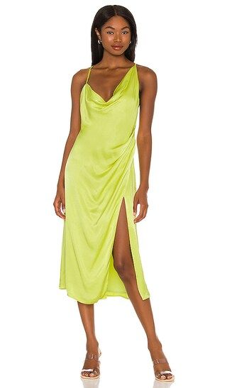 Maelle Midi Dress in Lime Yellow | Revolve Clothing (Global)