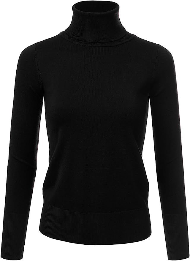 JJ Perfection Women's Stretch Knit Turtle Neck Long Sleeve Pullover Sweater | Amazon (US)