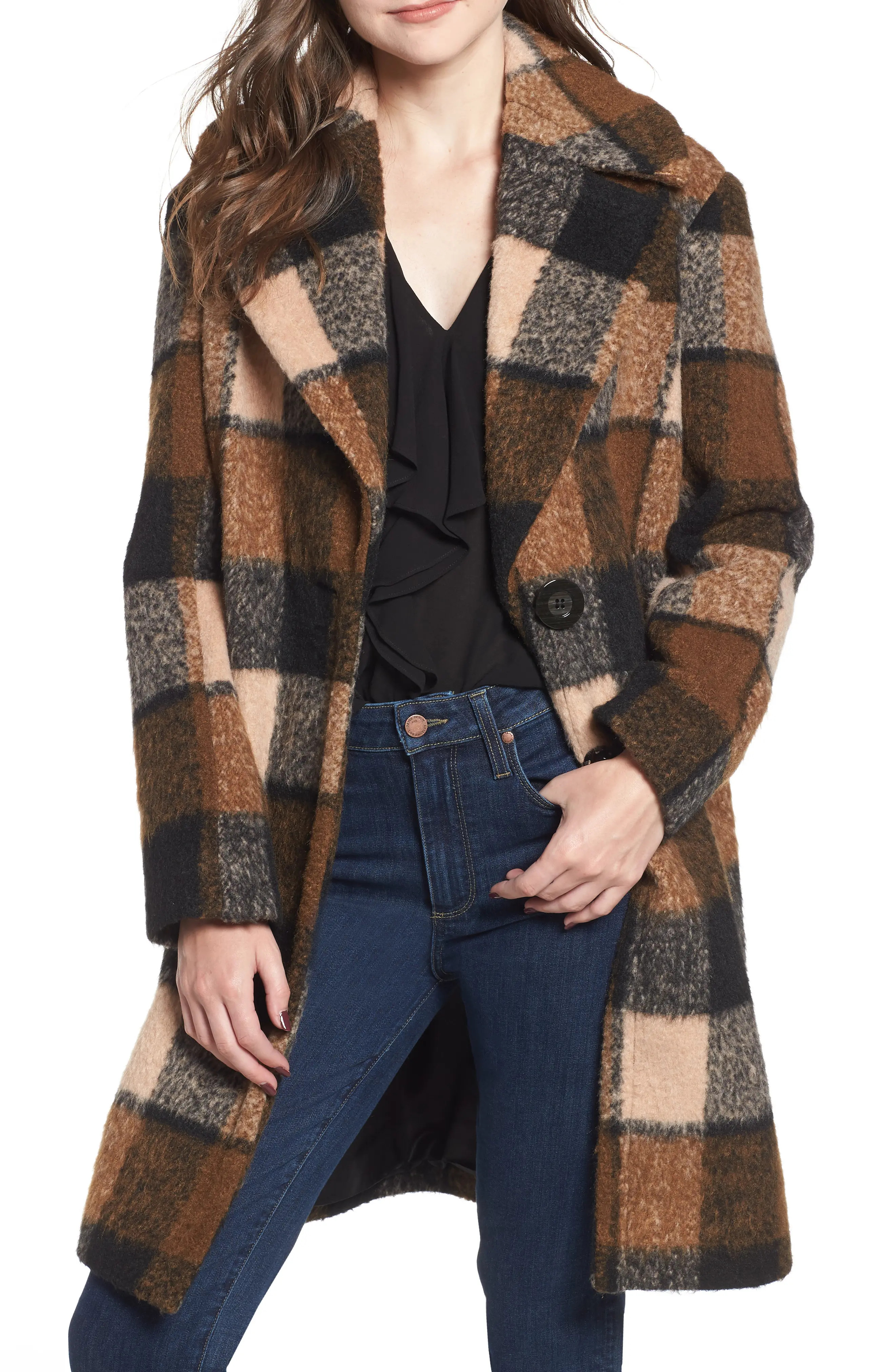 kensie Plaid Cocoon Coat | Nordstrom