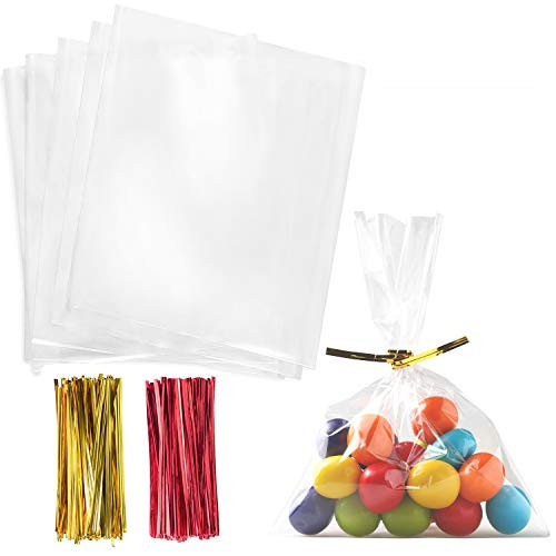 Cello Cellophane Treat Bags,5x7 Inches Clear Cellophane Bags 200 Pcs OPP Plastic Treat Bags with 200 Twist Ties for Gift Wrapping,Packaging Candies,Dessert,Bakery, Cookies, Chocolate,Party Favor | Amazon (US)