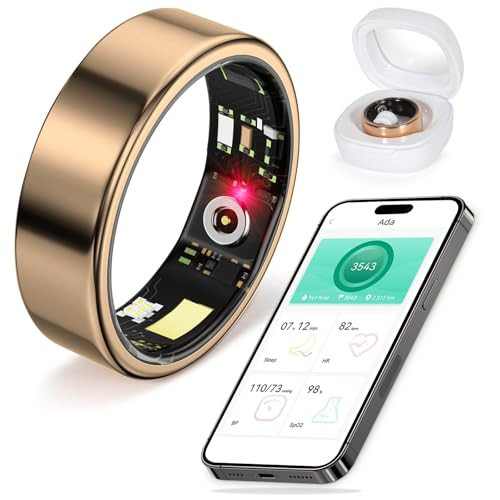 Smart Ring Fitness Tracker Ring for Men Women - Health Sleep Heart Rate Step Blood Oxygen Blood Pressure Tracker, IP68 Waterproof, Remote Photography, Utra Battery Life, Family Care (11# 20.57mm) | Amazon (US)