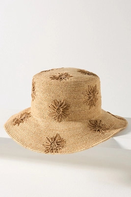 San Diego Hat Co. Floral Embroidered Straw Bucket Hat | Anthropologie (US)