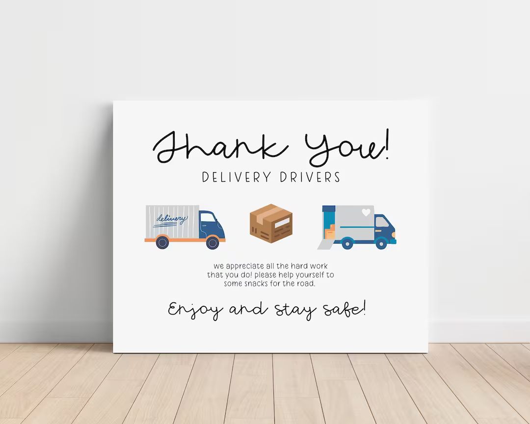 Delivery Driver Thank You Printable, Instant Download, 8.5x11 Thank You Sign, Snack and Drink, Po... | Etsy (US)