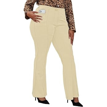 Wrinkle-Free Stretch Dress Pants Plus Size for Women Pull-on Pant Ease into Comfort Office Pant | Amazon (US)