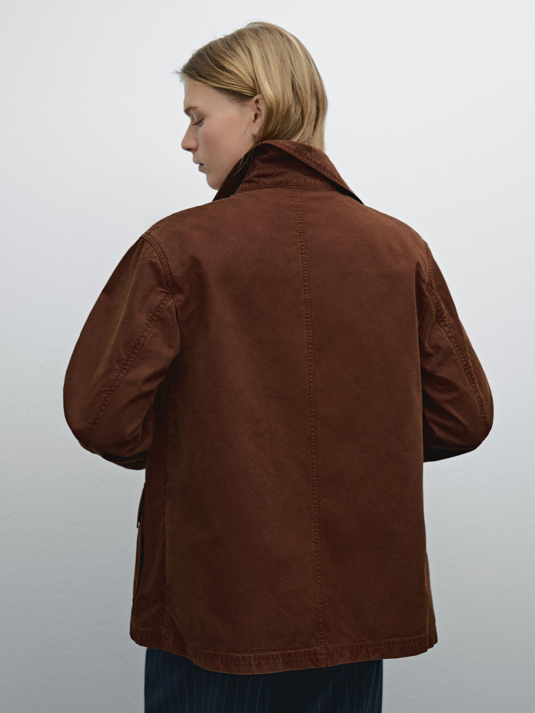 Russet cotton jacket with pocket details | Massimo Dutti UK