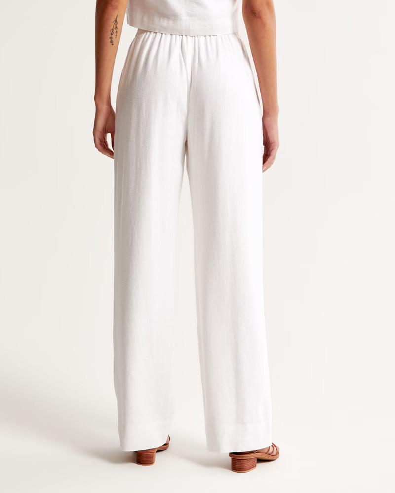 Women's Linen-Blend Pull-On Wide Leg Pant | Women's Bottoms | Abercrombie.com | Abercrombie & Fitch (US)