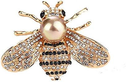 Honey Bee Brooches Crystal Insect Themed Bee Brooch Animal Fashion Shell Pearl Brooch Pin Gold To... | Amazon (US)