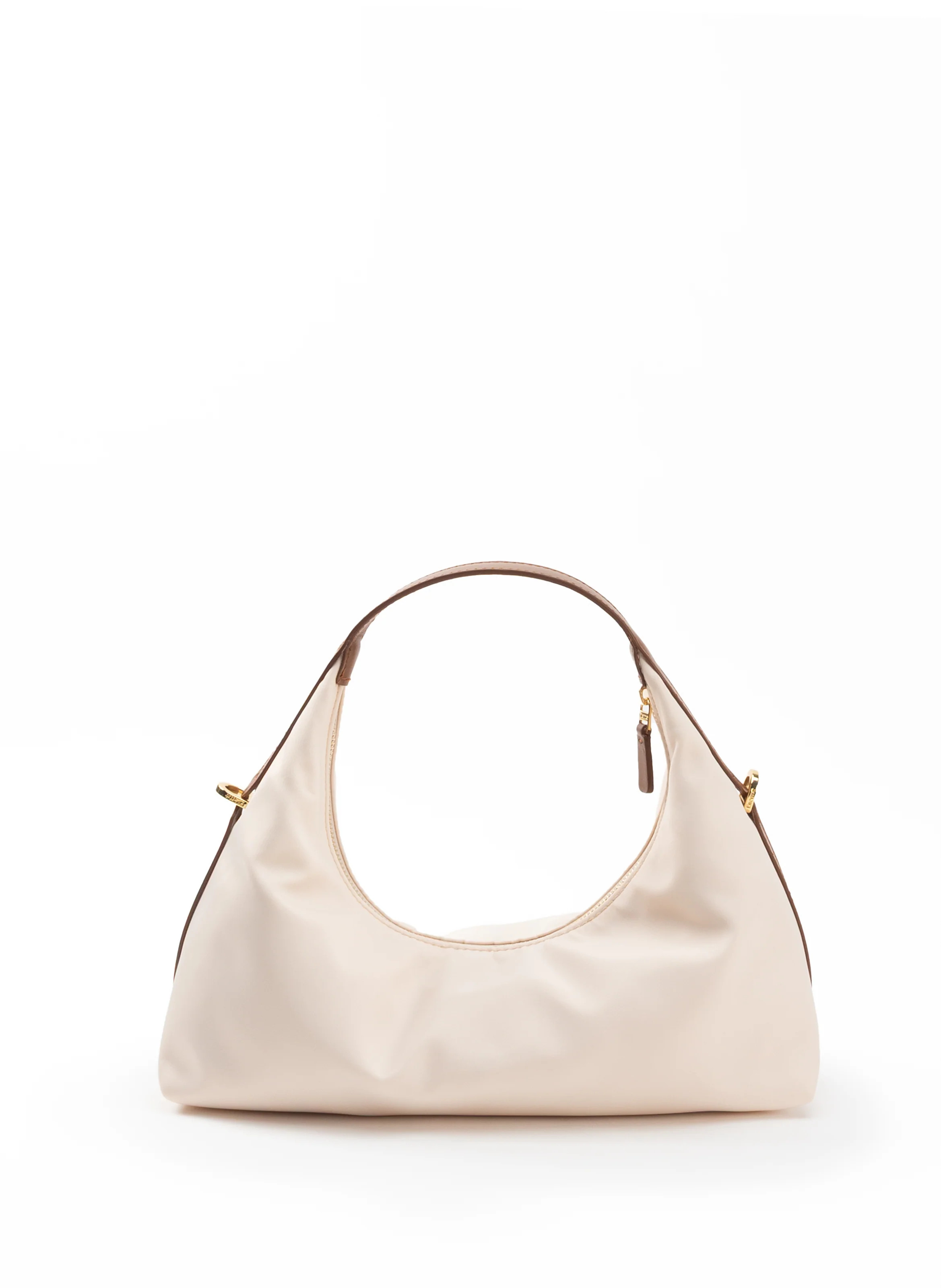 Le Nylon Small Nylon/Leather Trimming Beige/Cognac - French Nylon Bags - Elleme | Elleme