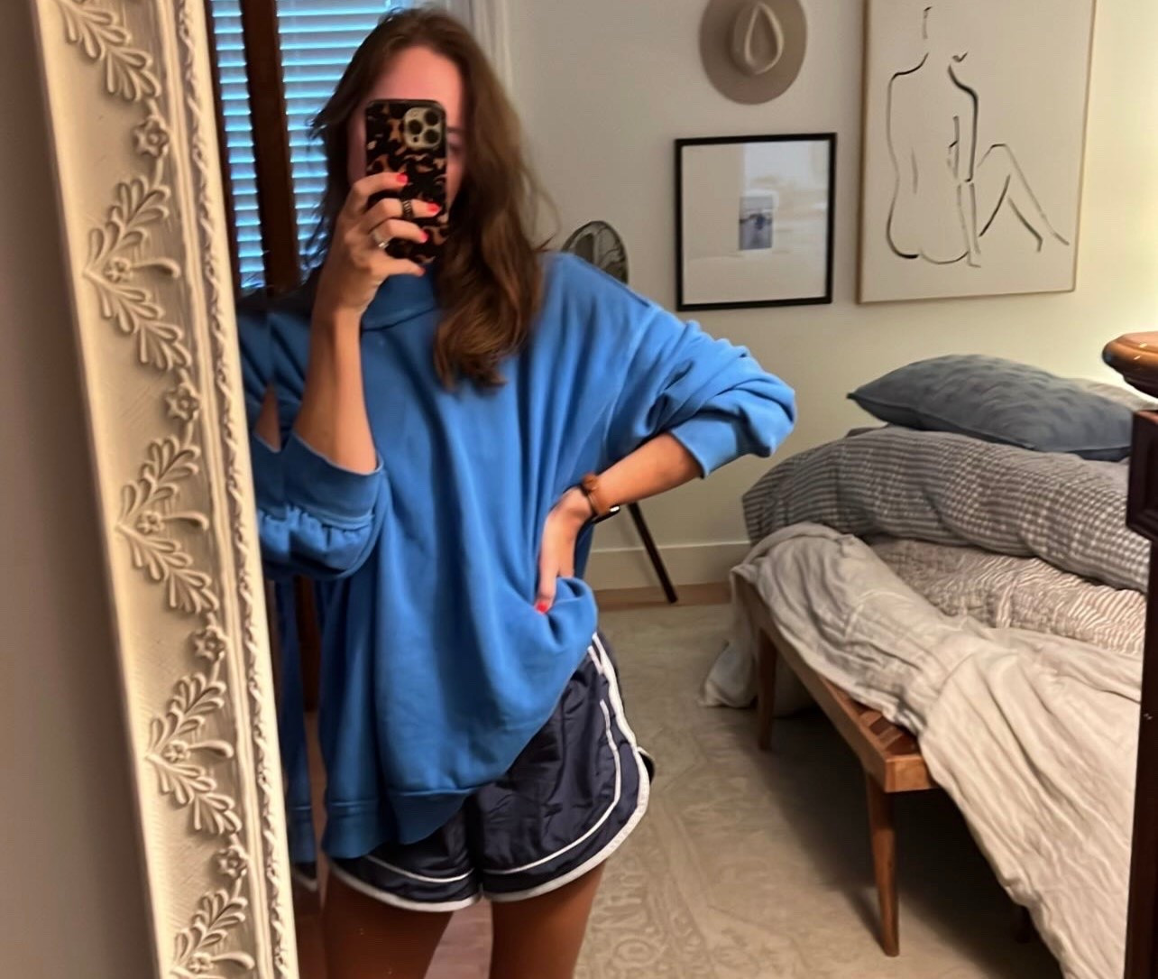 School drop off outfit — mediums all around for a cozy fit