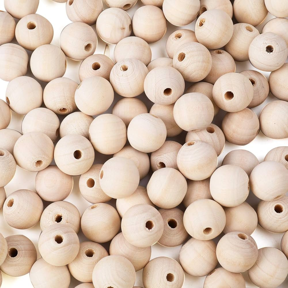 Natural Wood Beads 215pcs 20mm Unfinished Round Wooden Loose Beads Wood Spacer Beads for Craft Un... | Amazon (CA)