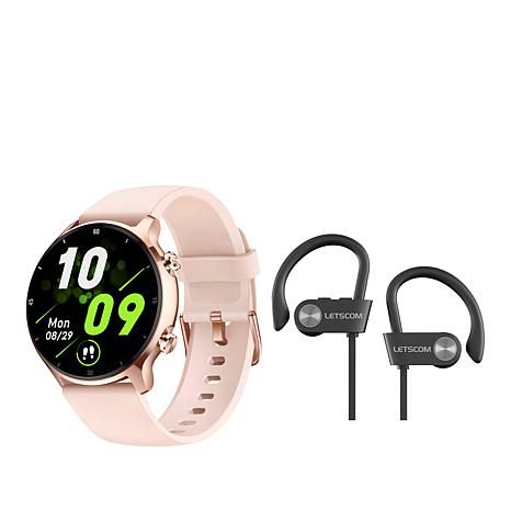 Letsfit EW4 Health & Fitness Smartwatch with Bluetooth Headphones | HSN | HSN