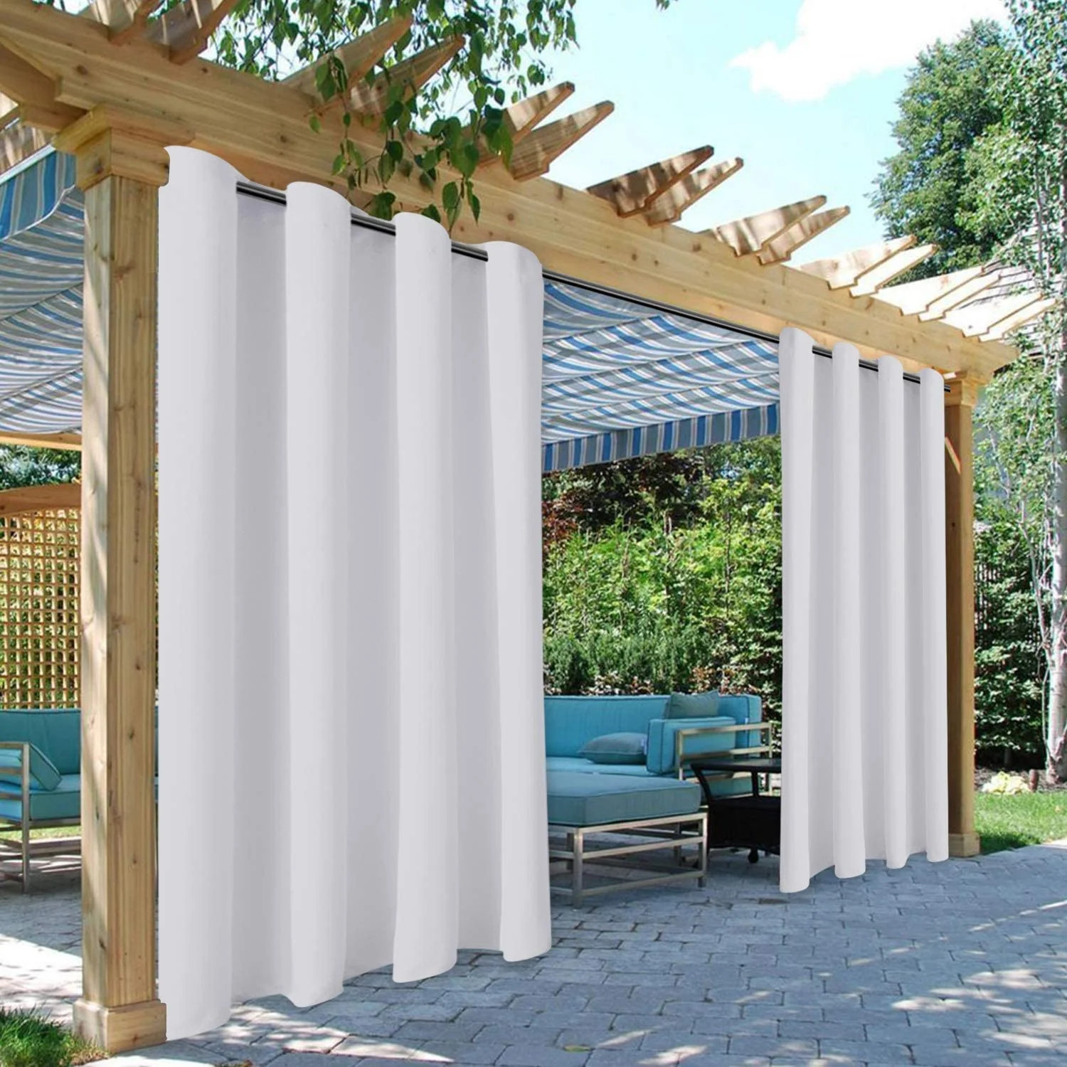 Topchances Outdoor Curtain for Patio Waterproof Extra Long , Rustproof Grommet Public Divider Bla... | Walmart (US)