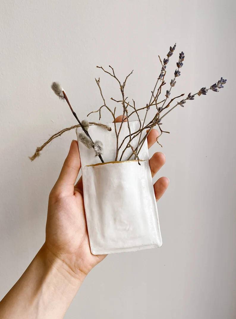 Handmade Ceramic Pocket for Dry Flowers Clay Wall Hanging - Etsy | Etsy (US)