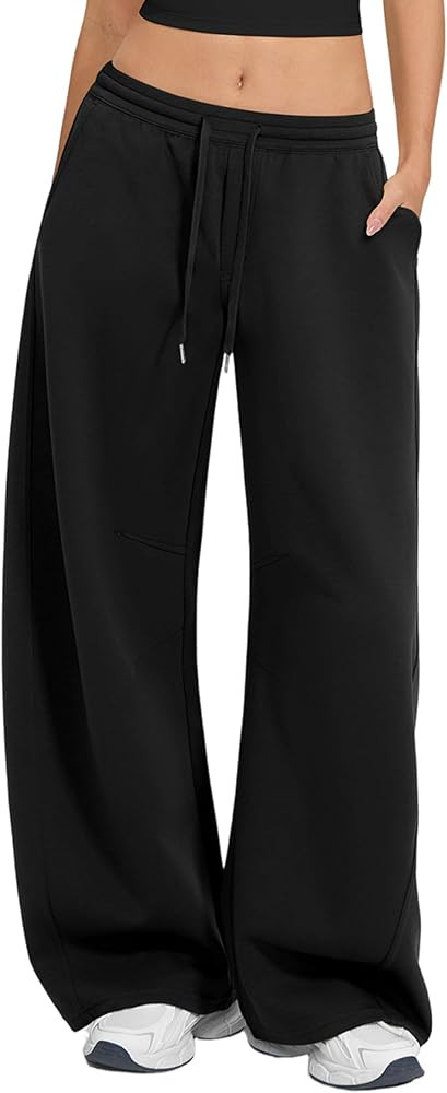 MOOSLOVER Women Barrel Sweatpants Baggy Wide Leg Pants Elastic Waisted Drawstring Lounge Sweat Pa... | Amazon (US)