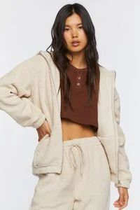 Faux Shearling Zip-Up Hoodie | Forever 21 (US)