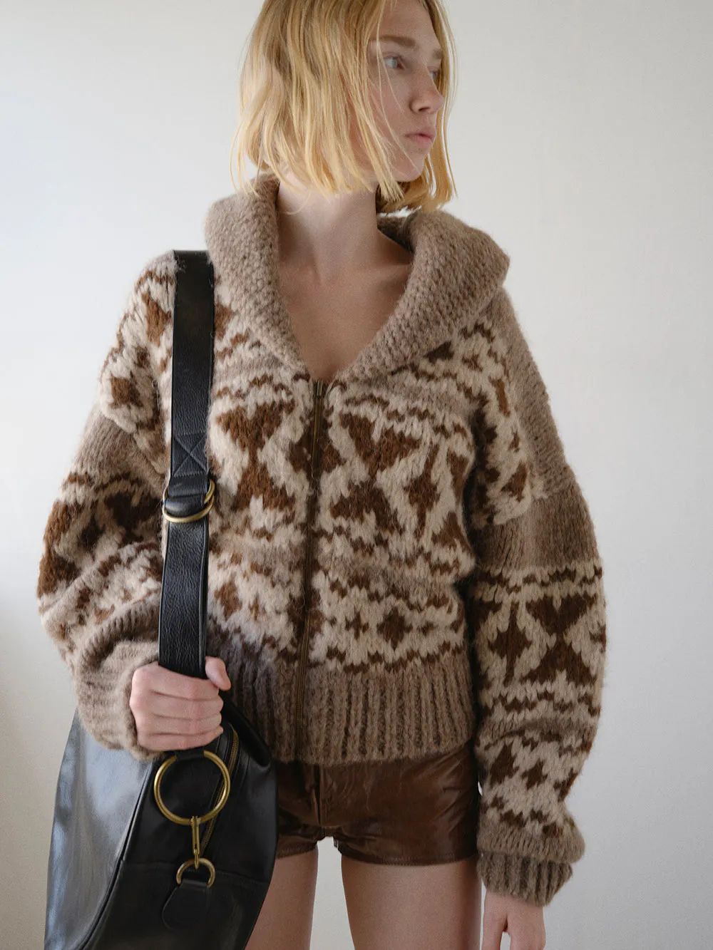 Cowichon Zip Sweater  in  Oat Marl | Frame Denim