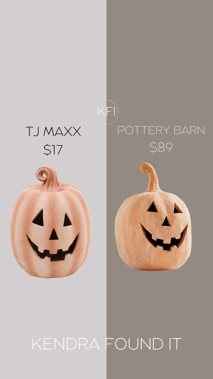 Pottery Barn dupe! 🎃 Trust me when I say that this will be one of Pottery Barn’s viral pieces for Halloween this year. How cute are these ceramic jack o’lanterns?! I love the texture and terra cotta color. But $89 is a little hefty for my budget… it’s a good thing I found this alternative at T.J. Maxx! It’s so cute and fun for Halloween but won’t rot on your porch 🤣 #halloween

#LTKSaleAlert #LTKSeasonal #LTKHome