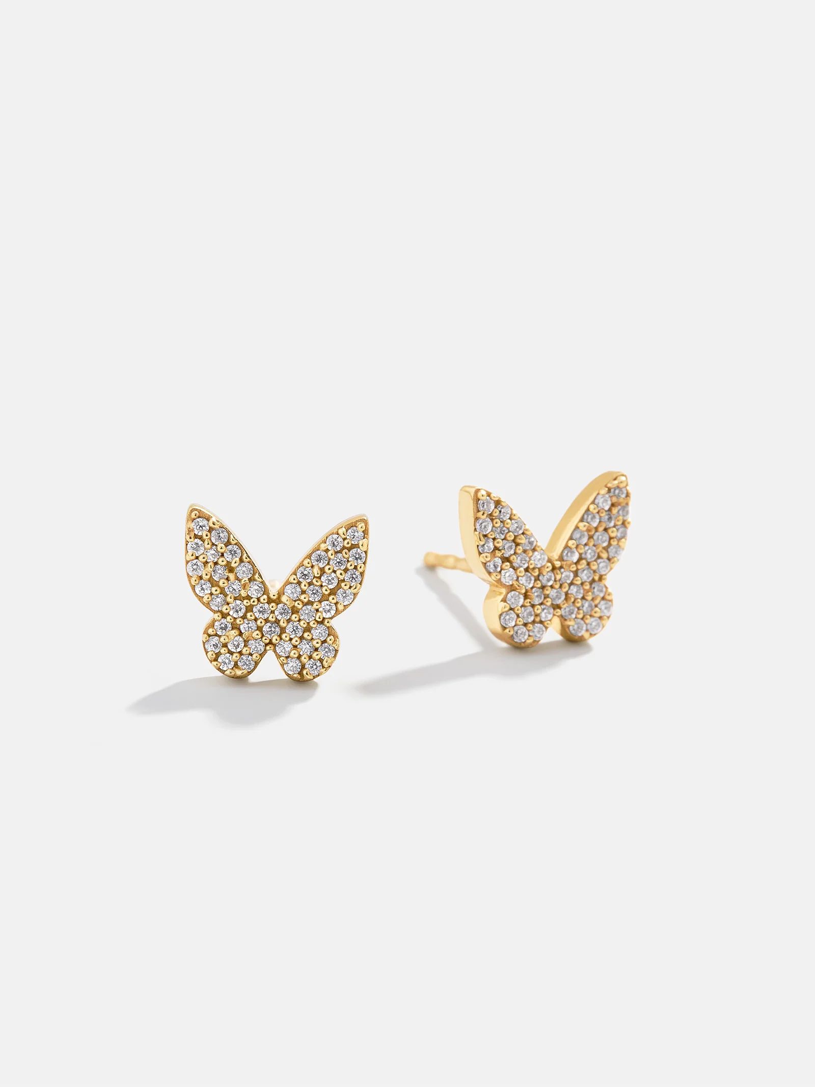 18K Gold Butterfly Earrings - Clear/Gold | BaubleBar (US)
