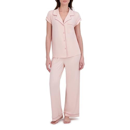 Rachel Zoe Pink Pajamas for Women, Jersey Knit Soft PJS, Womens Button Down Pajama Sets, Ladies Sleepwear (Pink, Medium) | Amazon (US)