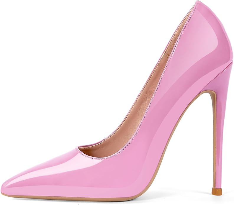 GENSHUO Women's 4.7 Inch Pumps Pointy Closed Toe Stiletto Sexy High Heels Slip on Porm Party Wedd... | Amazon (US)