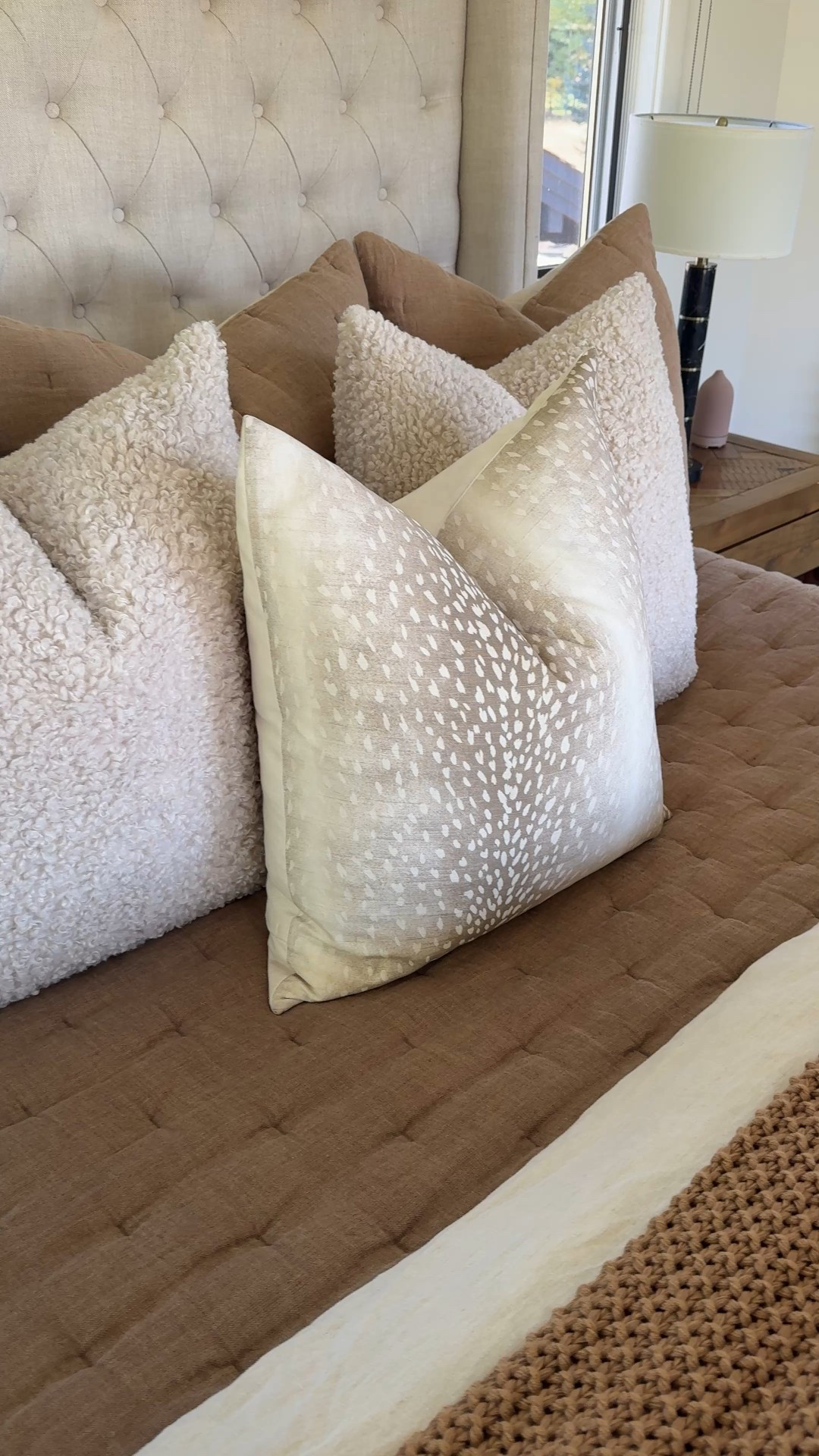 Neutral bedding! New sherpa pillow find from Amazon home🤎 only $28 for a set of two - 24”x24” 👏🏻

Bed
Bedroom decor 
Fall cozy 

#LTKSeasonal #LTKFindsUnder50 #LTKHome