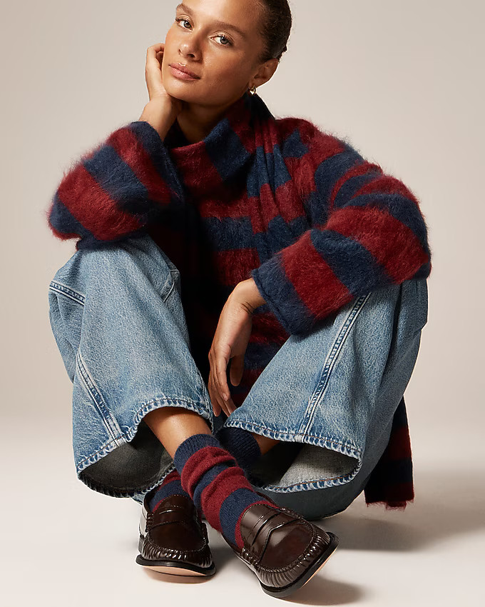 Brushed cashmere-blend socks in stripe | J. Crew US