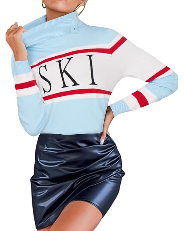 Women's Turtleneck Sweater 2024 Fall Colorblock Pullover Tight Knit Ski Sweaters Thermal Shirts W... | Amazon (US)