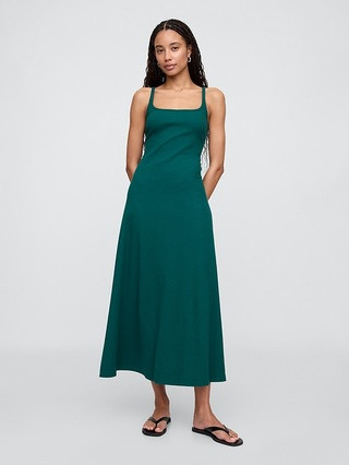Ribbed Squareneck Midi Dress | Gap Factory