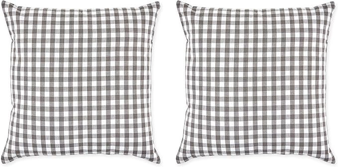 Amazon.com: DII Gingham Check Collection Pillow Cover Set, Gray, 20x20 : Home & Kitchen | Amazon (US)