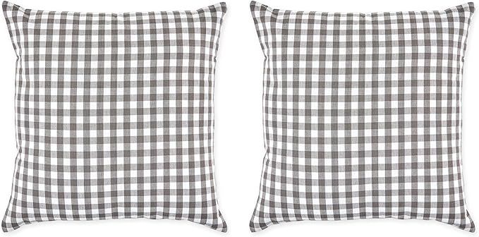 Amazon.com: DII Gingham Check Collection Pillow Cover Set, Gray, 20x20 : Home & Kitchen | Amazon (US)