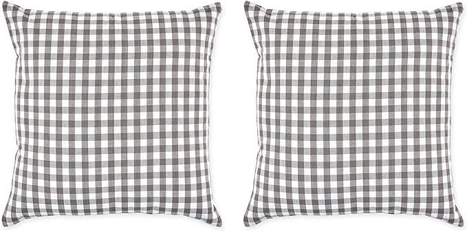 Amazon.com: DII Gingham Check Collection Pillow Cover Set, Gray, 20x20 : Home & Kitchen | Amazon (US)