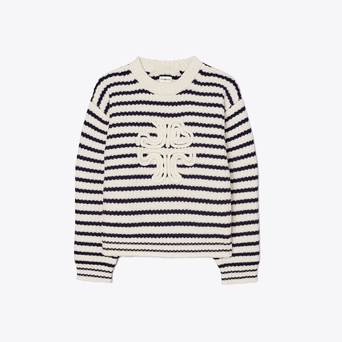 MERINO STRIPED LOGO SWEATER | Tory Burch (US)