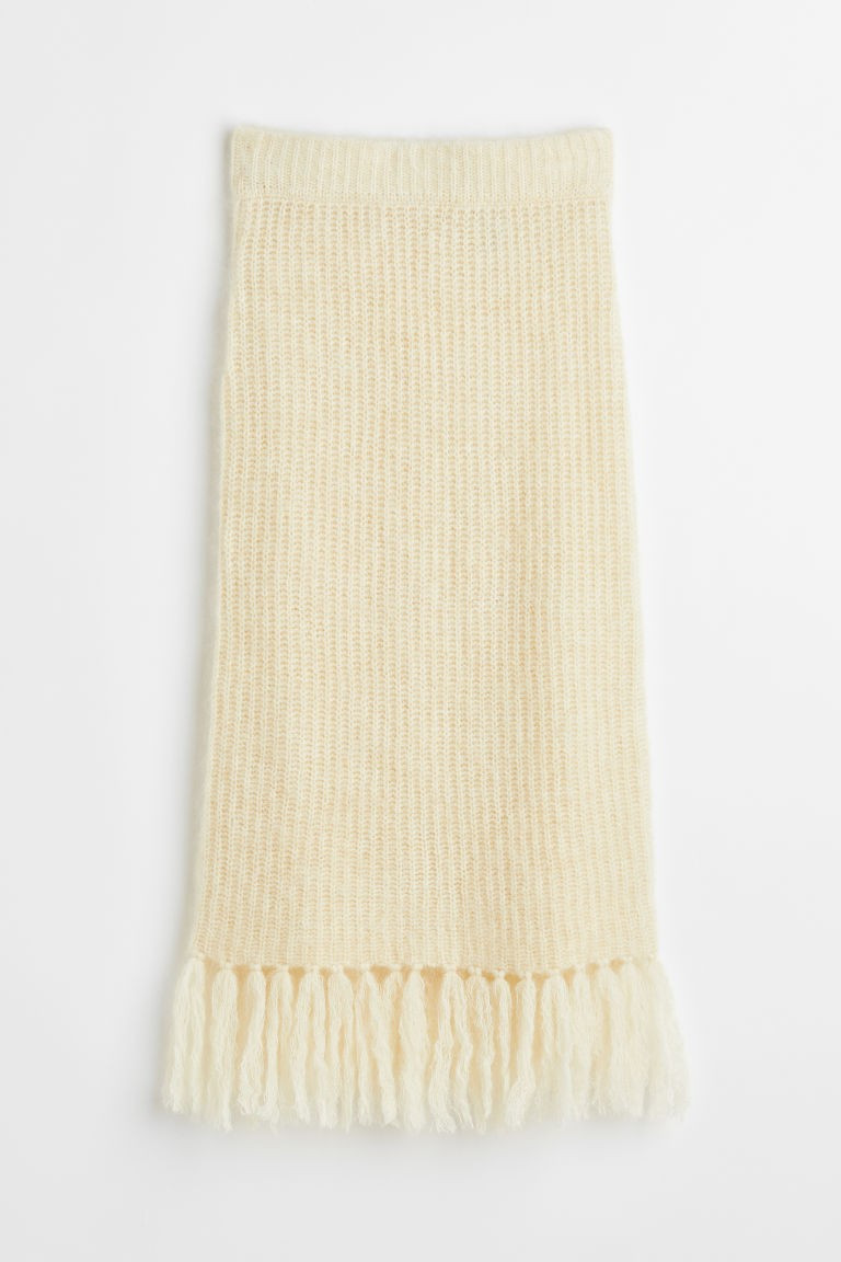 H & M - Fringe-trimmed Skirt - White | H&M (US + CA)