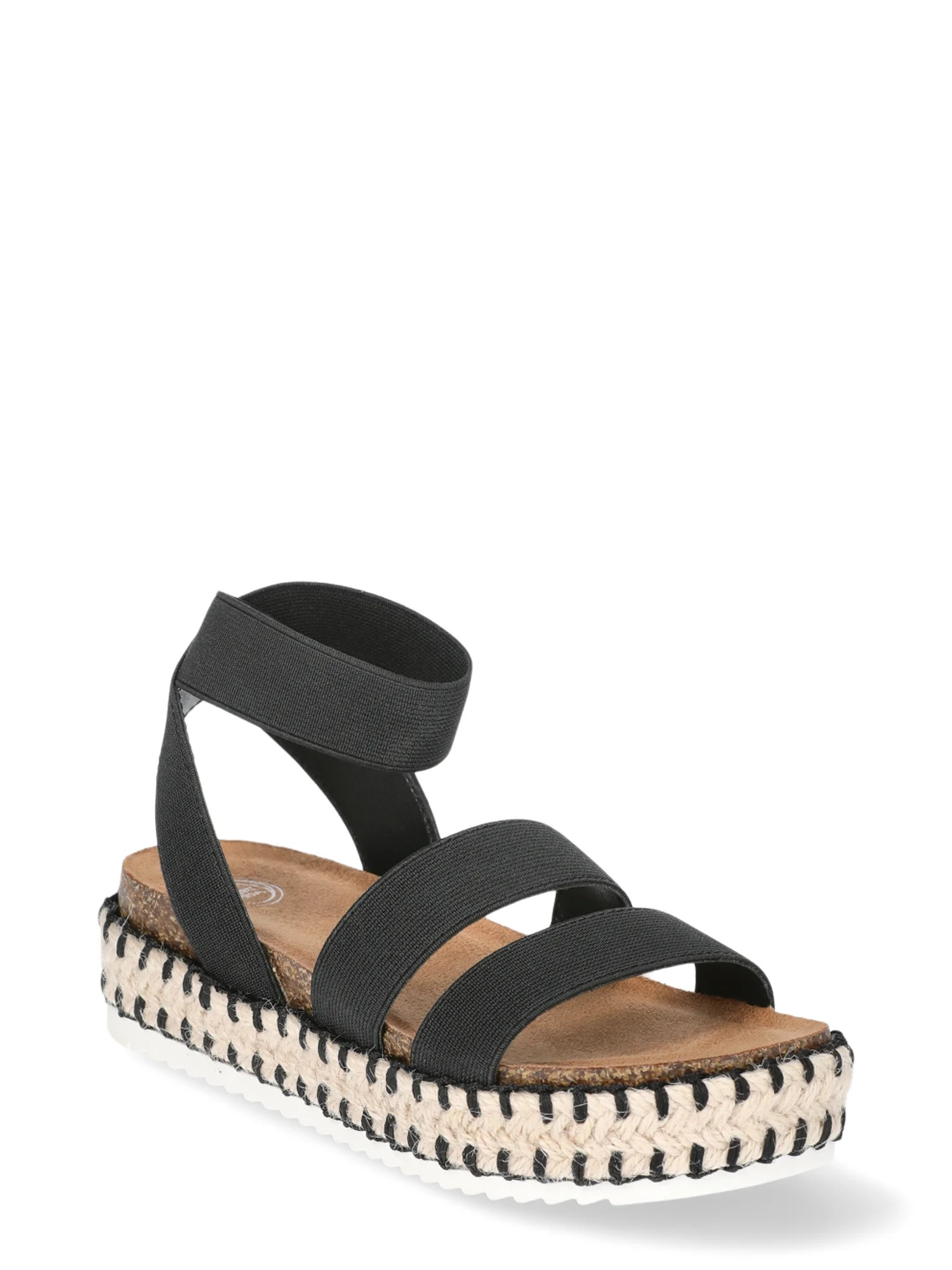 Wonder Nation Little & Big Girl Elastic Raffia Sandal | Walmart (US)