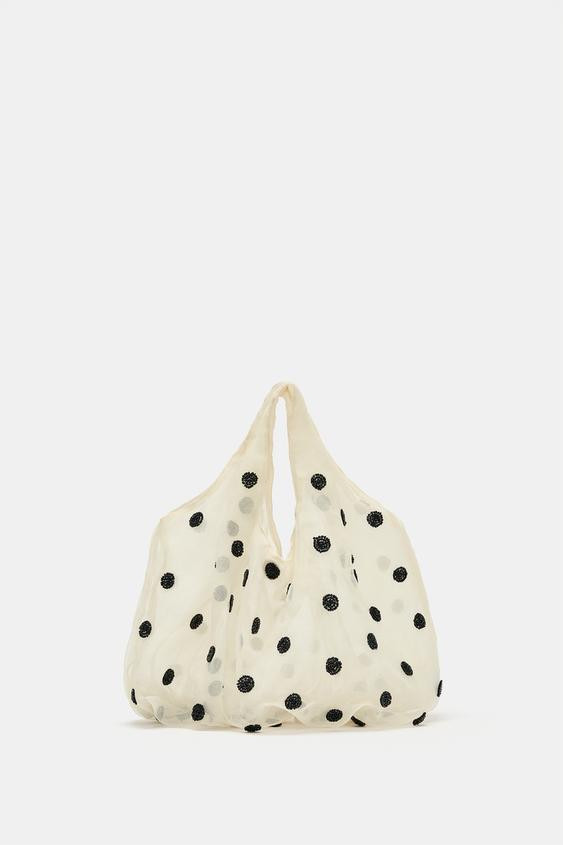 Zara - Mesh Bead Handbag - White - One Size Only - Woman | Zara US