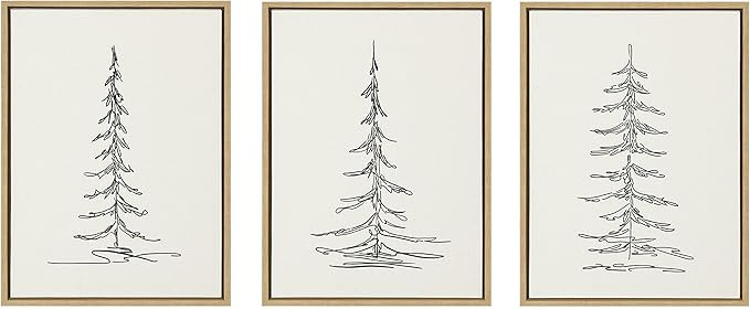 Kate and Laurel Sylvie Minimalist Evergreen Trees Framed Linen Canvas Wall Art Set by The Creativ... | Amazon (US)