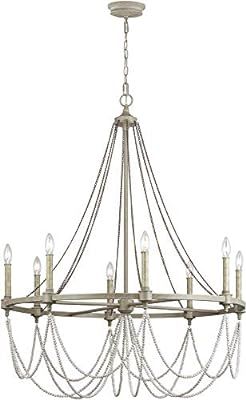 Feiss F3332/8FWO/DWW Beverly Rustic Chandelier, 8-Light 480 Watts (45"H x 36"W), French Washed Oa... | Amazon (US)