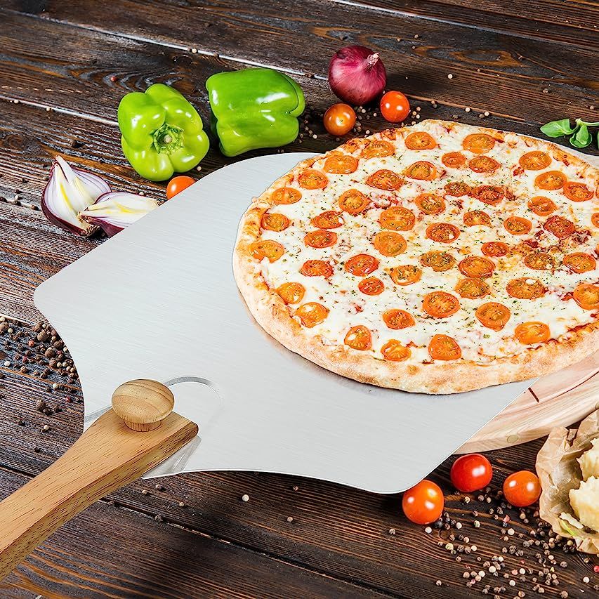 Pizza Peel 12"x14" With 14" Pizza Rocker Cutter, KOGOSTAR Metal Pizza Spatula, Pizza Paddle, Aluminu | Amazon (US)