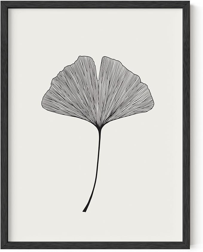 HAUS AND HUES Ginkgo Leaf Decor - Japanese Gingko Leaf Black and White Print, Minimalist Neutral ... | Amazon (US)