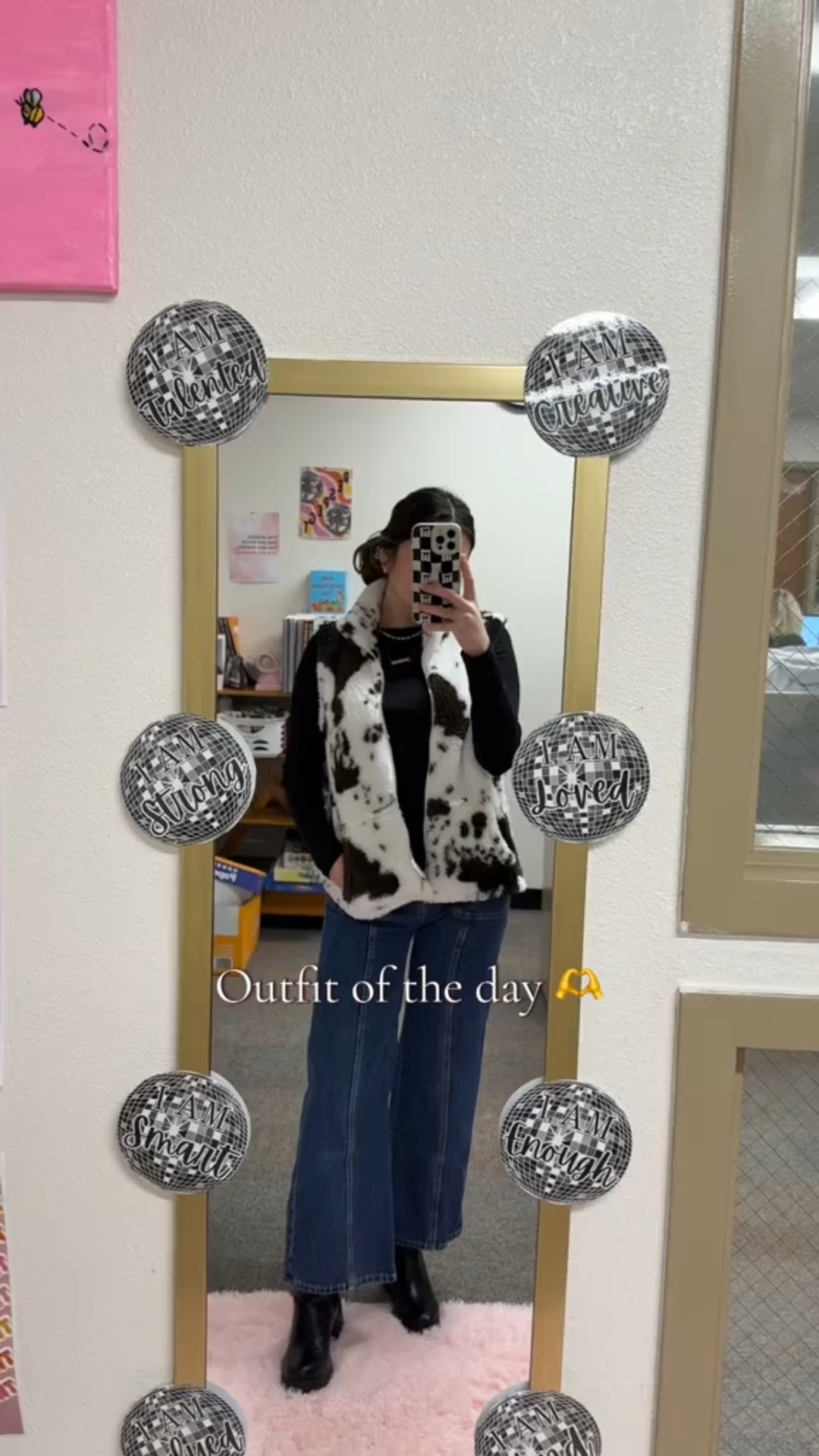 Wearing a size S in vest and undershirt! Shirt is the ribbed long sleeve at Walmart  

Jeans are a girls size 14 (I’m a women’s 0) 

Boots are 8, I am usually size 7.5  

#LTKPetite #LTKootd #LTKWorkwear