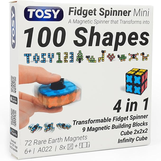 TOSY Magnet Fidget Spinner Mini - 8 Blocks, 3 in 1 Toy: Transformable Fidget Spinner, Infinity Cu... | Amazon (US)