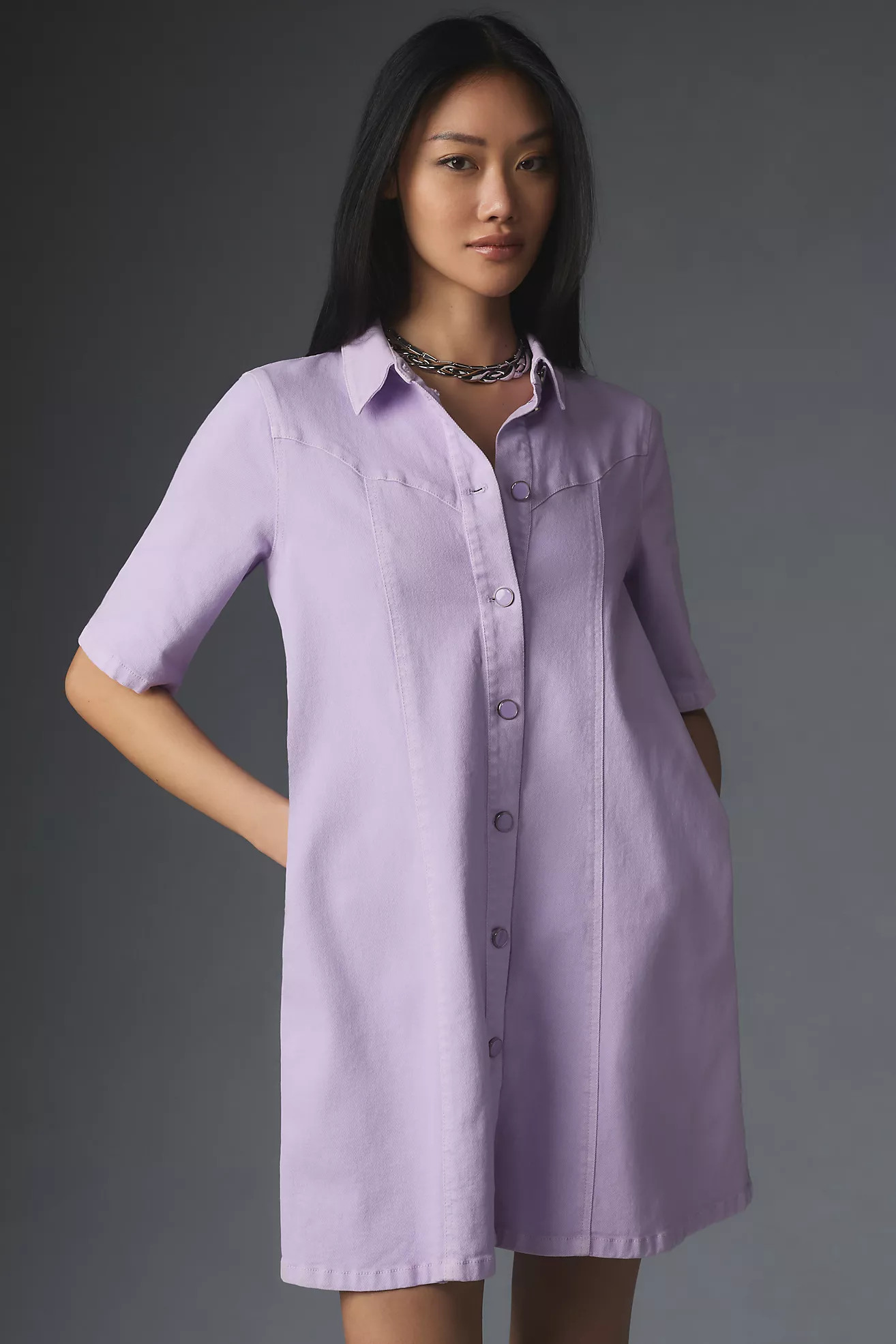 English Factory Short-Sleeve Mini Shirt Dress | Anthropologie (US)