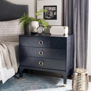 SAFAVIEH Lorna Navy 3-drawer Night Stand | Bed Bath & Beyond