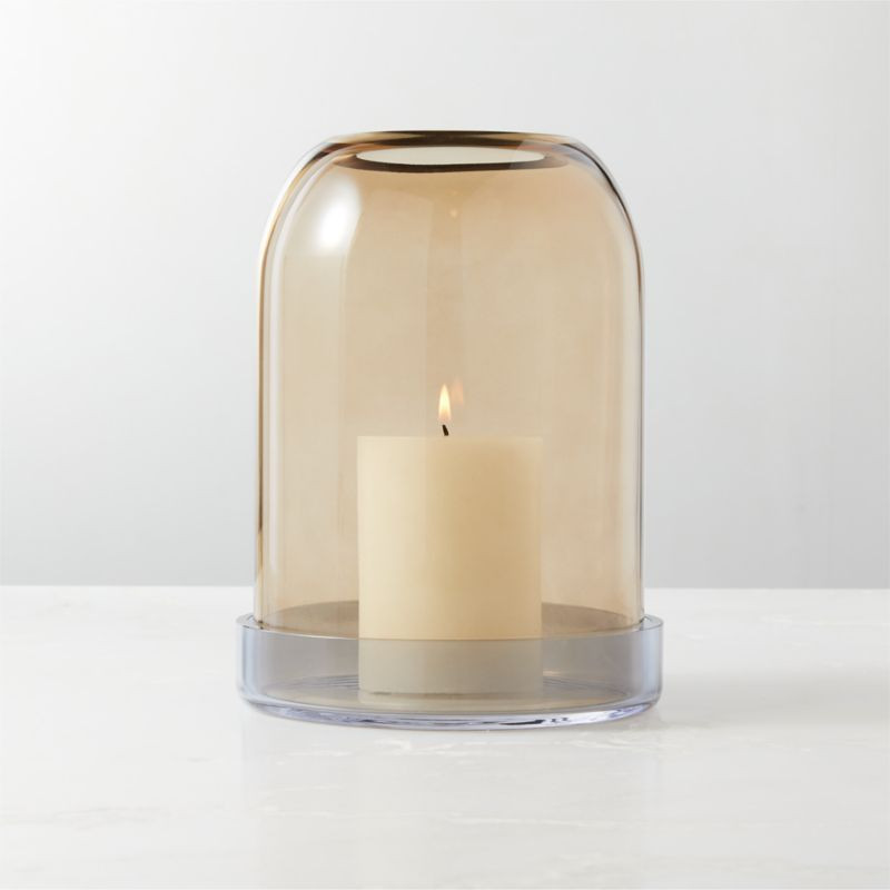 Zumel Round Two-Tone Glass Hurricane Candle Holder Large | CB2 | CB2