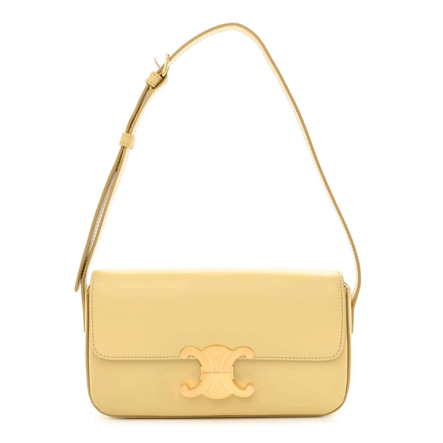 CELINE Shiny Calfskin Triomphe Shoulder Bag Papyrus | FASHIONPHILE (US)