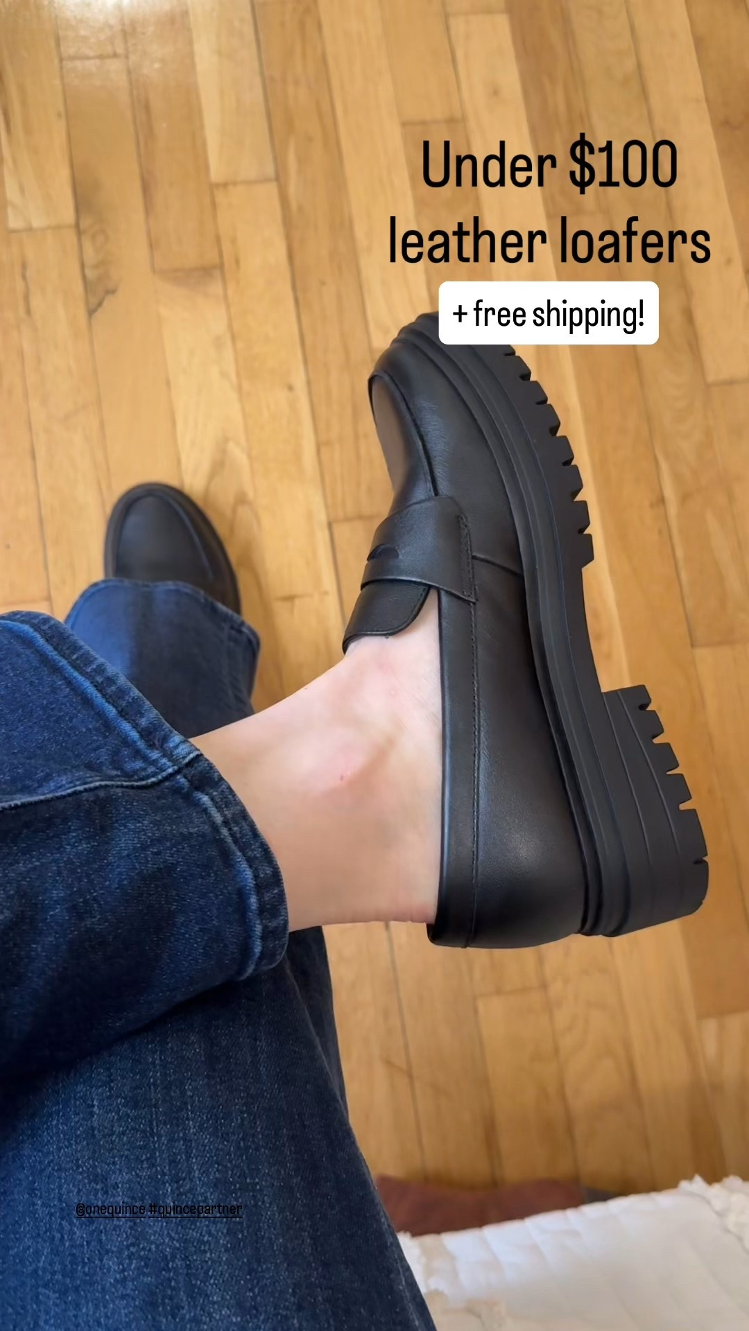 Leather lugsole loafers under $100
True to size. @onequince #quincepartner

#LTKShoeCrush