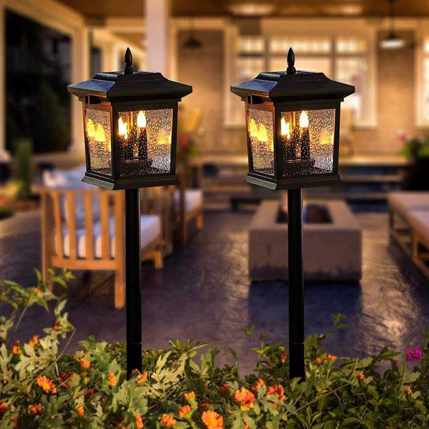 Beautyard Outdoor Solar Lanterns Flickering Lights Wall Hanging Lantern Lights Garden Decor Yard, La | Amazon (US)